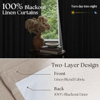 60 Inch Extra Wide 100% Blackout 96 Inch Curtains 1 Panel, Burlywood Birch | - Image 4
