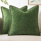 MIULEE Decorative Euro Sham Pillow Covers 26x26 Inch Forest Green 2 Pack | by MIULEE