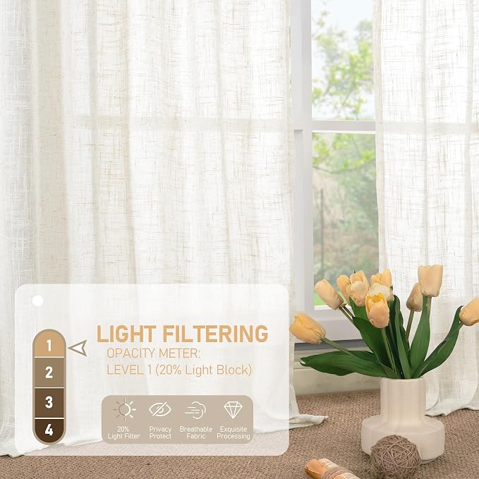Light Filtering Linen Curtains 54 inches Long - Image 4