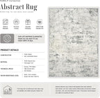 2.6x14 Washable Runner Rug:Modern Abstract Indoor Soft Carpet Gray | - Image 3