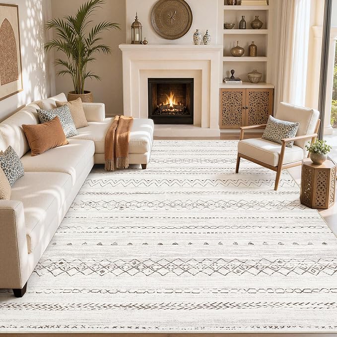 cotiled Boho 10x14 Area Rug for Living Room: Large Moroccan Washable Rug | - Image 8