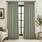 MIULEE Sage Green Pinch Pleated 100% Blackout Linen Curtains 40x90 Inches | by MIULEE