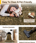 RELEANY Washable Area Rug, Water Repellent, Pet Friendly, Vintage Floral Boho - Image 5
