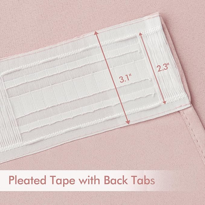 MIULEE Light Pink Back Tab Blackout Curtains 52x96 Inch Long 2 Panels Set | Rod - Image 4