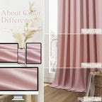Pink 100% Blackout Linen Curtains 108 Inch 2 Panels Set - Image 7