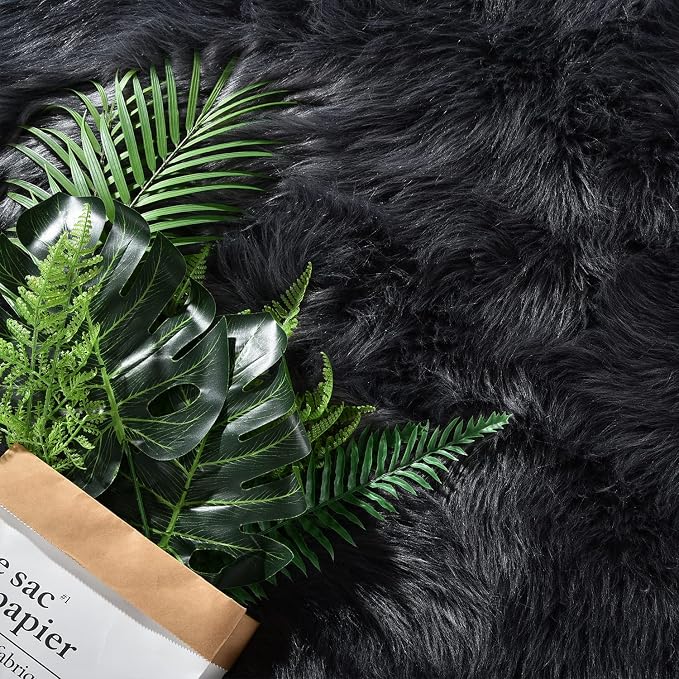 Latepis Rugs for Living Room 5x7 Dark Grey Washable Faux Fur Throw Rugs for - Image 5