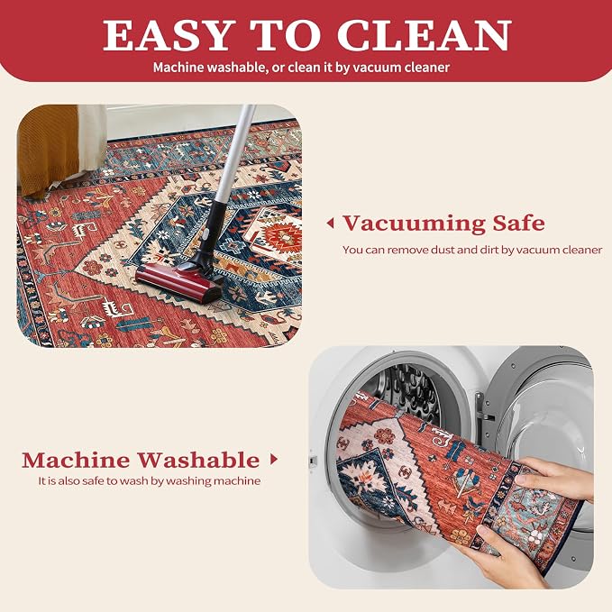 SERISSA 8x12 Washable Non Slip Boho Area Rug - Image 4