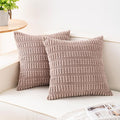 Pack of 2 Corduroy Decorative Throw Pillow Covers 26x26 Inch, Light Brown | by Unknown