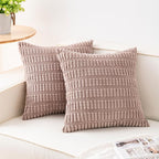 Pack of 2 Corduroy Decorative Throw Pillow Covers 26x26 Inch, Light Brown | by Unknown