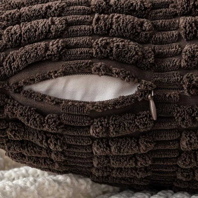 MIULEE Euro Sham Corduroy Decorative Throw Pillow Covers 24x24 Dark Brown | - Image 7