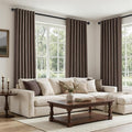 102 Inch Length Linen Blackout Bedroom Curtains Dark Brown Back Tab Pleat by Topfinel