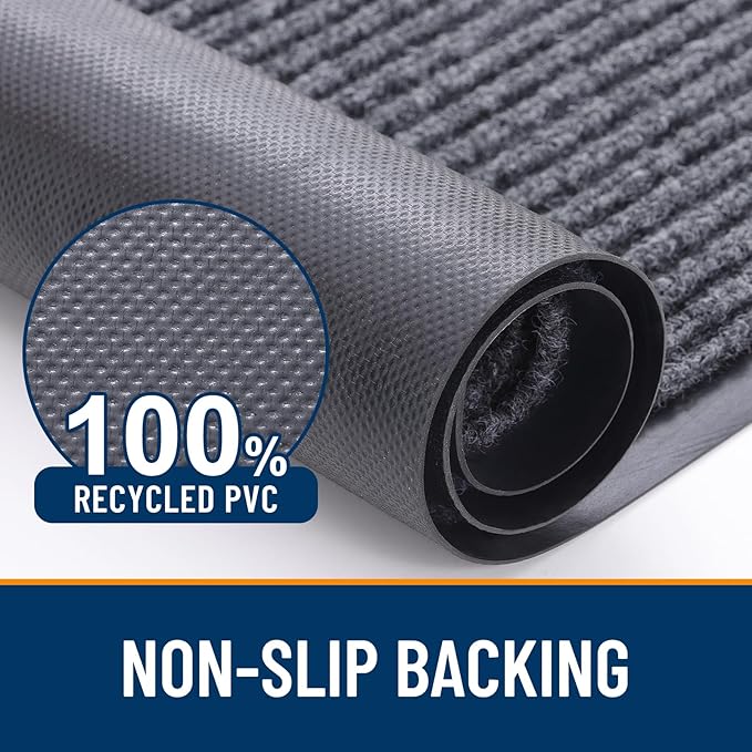 OLANLY Front Door Mat 35x30, Waterproof Heavy-Duty Indoor Outdoor Doormat | Grey - Image 3