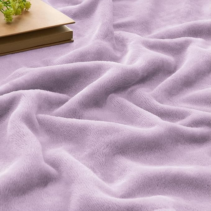 BEDELITE Fleece Blanket Soft Plush King Size Bed Blanket Lilac 108"x90" | Ultra - Image 4