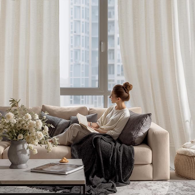 RYB HOME Linen Semi Sheer Curtains - Image 6