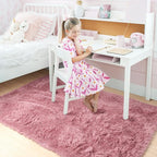Amdrebio Blush Pink Fluffy Rug 5x8 - Image 3