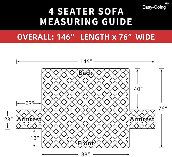 Easy-Going Reversible Couch Cover, 4 Seater Sofa, Christmas Red/Ivory | - Image 7