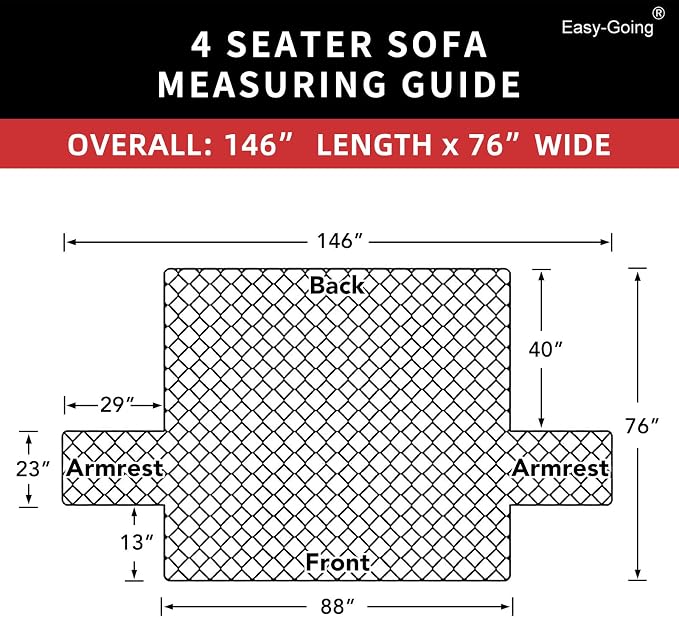 Easy-Going Reversible Couch Cover, 4 Seater Sofa, XX-Large Sofa, Cyan/Ivory | - Image 6