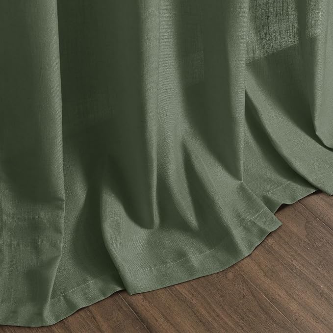 Forest Green Linen Curtains 96 Inches Long - Image 8