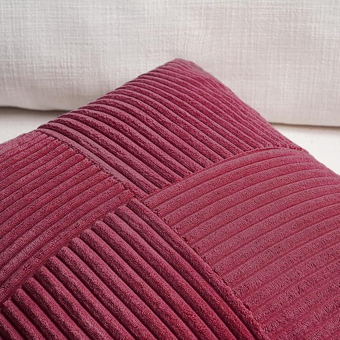 Fancy Homi 2 Packs Burgundy Lumbar Decorative Throw Pillow Covers 14x22 Inch - Image 3