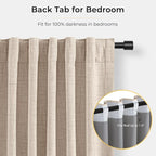 100% Blackout Curtains for Bedroom Oatmeal Linen Look Curtains 72 Inch Long | - Image 4