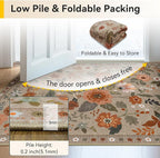 RELEANY Floral Washable 9x12 Area Rugs Brown/Brick | Flower Carpet Print Boho - Image 5