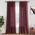 Extra Long Burgundy Linen Curtains 120 Inch by Nanspring