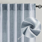 MIULEE Chambray Blue Linen Curtains 52x90 Inch Long - Image 2