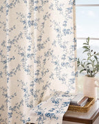 Extra Long Blue Vintage Floral Linen Curtains Farmhouse 2 Panels | Elisa Series - Image 8
