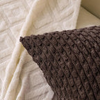 Set of 4 Dark Brown Decorative Throw Pillow Covers 16x16 Inch Corduroy Pillow - Image 2