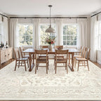 6x9 Area Rugs Living Room: Bedroom Washable Carpet Beige White | Vintage Boho - Image 9
