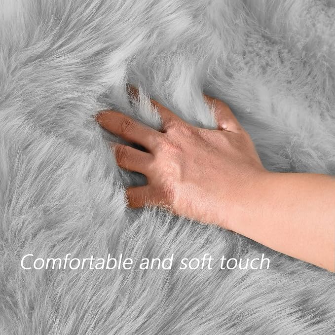 Latepis Gray Rugs for Bedroom Small Throw 3x4 Area Faux Fur Rug Washable Fluffy - Image 5