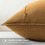 MIULEE Decorative Linen Pillow Covers 18x18 Inch Hazel | Boho Farmhouse​ - Image 3