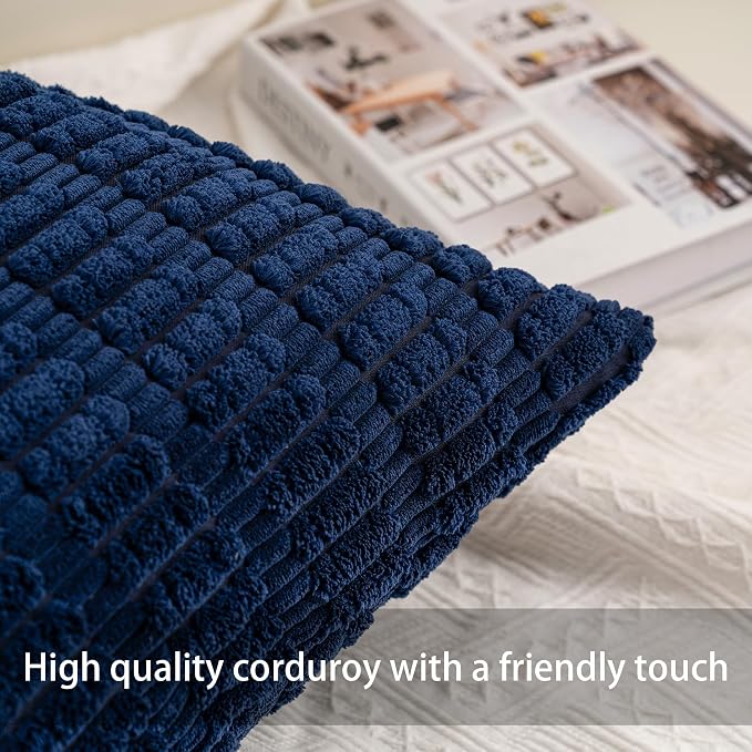 Aegero Pack of 2 Corduroy Decorative Throw Pillow Covers 24x24 Inch - Image 2