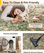 RELEANY Washable Area Rug, Brick/Brown/Green | Non-Slip, Water Repellent - Image 6