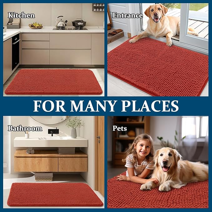 OLANLY Dog Door Mat for Muddy Paws 44x32, Super Absorbent Chenille Mud Mat | - Image 8