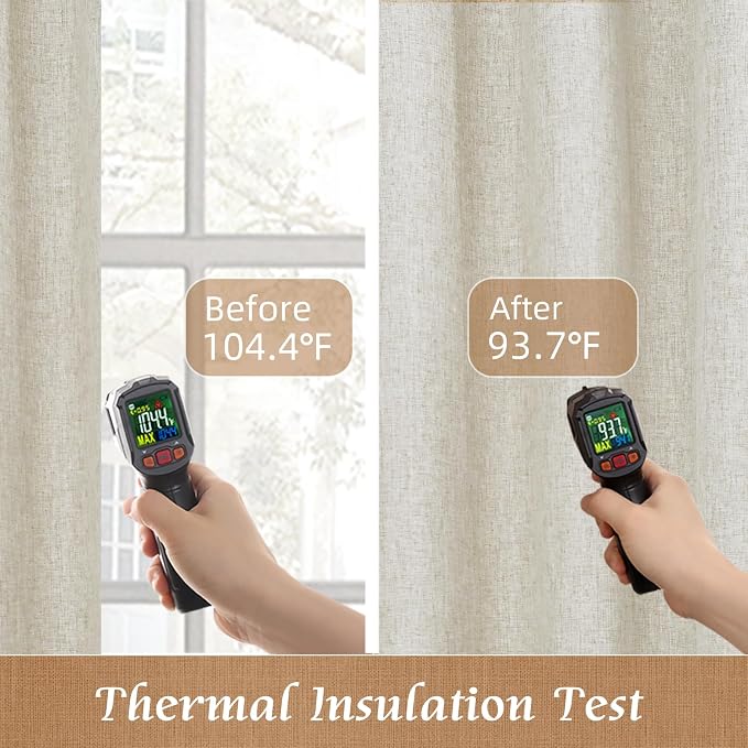 54 Inch Natural 100% Blackout Linen Curtains - Image 4