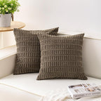 Aegero Pack of 2 Corduroy Decorative Throw Pillow Covers 24x24 Inch by Unknown