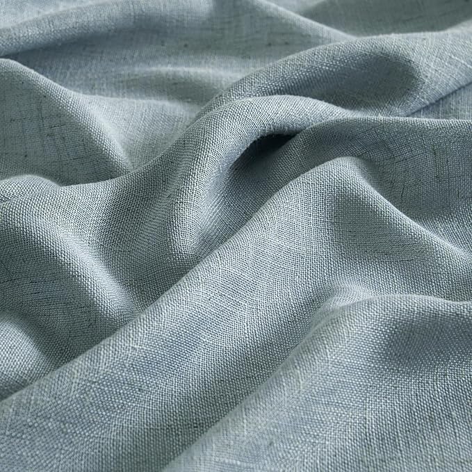 MIULEE Dusty Blue Linen Curtains 52x63 Inch 2 Panel - Image 4