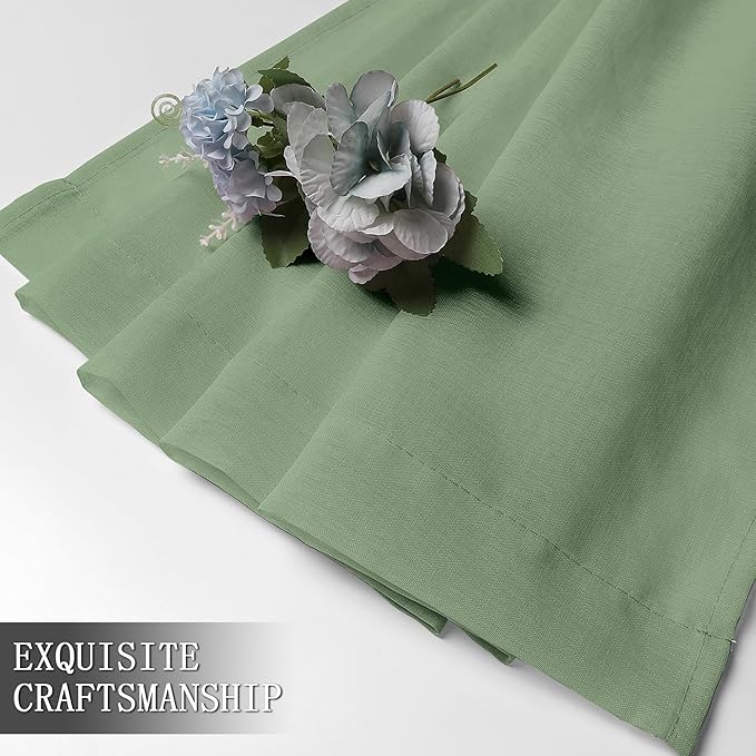Tollpiz Sheer Curtain Linen Textured Bedroom Curtains Sheer Light Filtering Rod - Image 7