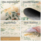 PLHXFR 2x3 Small Entryway Rug: Floral Washable Indoor Carpet Beige Multi | - Image 7