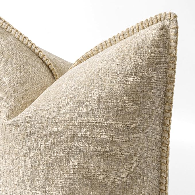 MIULEE Decorative Couch Throw Pillow Covers 20x20 Inch Beige 2 Pack | Neutral - Image 2