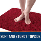 OLANLY Dog Door Mat for Muddy Paws 40x24, Super Absorbent Chenille Mud Mat | Red - Image 4