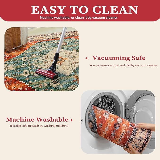 SERISSA 5x8 Washable Non Slip Boho Area Rug - Image 3