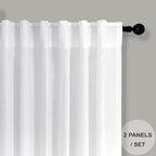 White Linen Curtains 63 Inch Length - Image 2