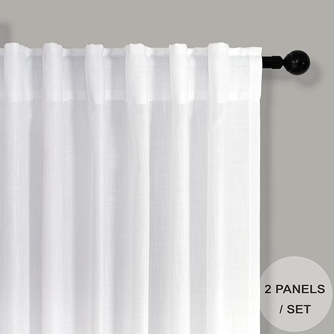 Pitalk White Boho Curtains 58 Inches Long - Image 2