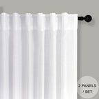 White Extra Long Curtains 9 FT for Living Room 2 Panel Sets Rod Pocket Back Tab - Image 6