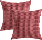 MIULEE Corduroy Decorative Throw Pillow Covers 20x20 Crimson Pack of 2 | Soft - Image 6