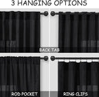 Linen Curtains 84 inches Long for Living Room Privacy Sheer Black Simple Modern - Image 2