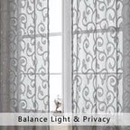 Furman Sheer Curtains Tiers 36 inch Length, Lightweight Soft Airy Solid Grey - Image 3