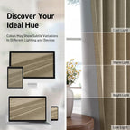 100% Blackout Linen Textured Curtains 84 Inch Long, Plaza Taupe | 100% Blackout - Image 7